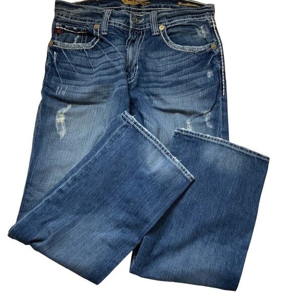 Big Star Pioneer Jeans Men's Size 33R Bootcut Distressed Big Stitches Blue Denim - Picture 3 of 12
